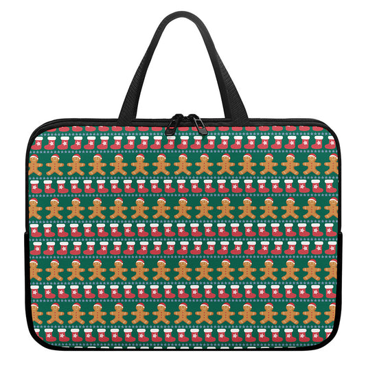 Christmas Gingerbread Man Pattern Print Laptop Sleeve With Handle