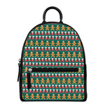 Christmas Gingerbread Man Pattern Print Leather Backpack