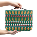 Christmas Gingerbread Man Pattern Print Leather Bible Cover