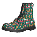 Christmas Gingerbread Man Pattern Print Lace-Up Boots
