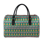 Christmas Gingerbread Man Pattern Print Leather Duffle Bag