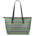 Christmas Gingerbread Man Pattern Print Leather Tote Bag With Zipper