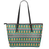 Christmas Gingerbread Man Pattern Print Leather Tote Bag