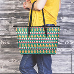 Christmas Gingerbread Man Pattern Print Leather Tote Bag