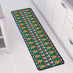 Christmas Gingerbread Man Pattern Print Long Kitchen Mat
