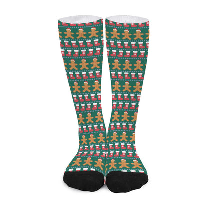 Christmas Gingerbread Man Pattern Print Long Socks