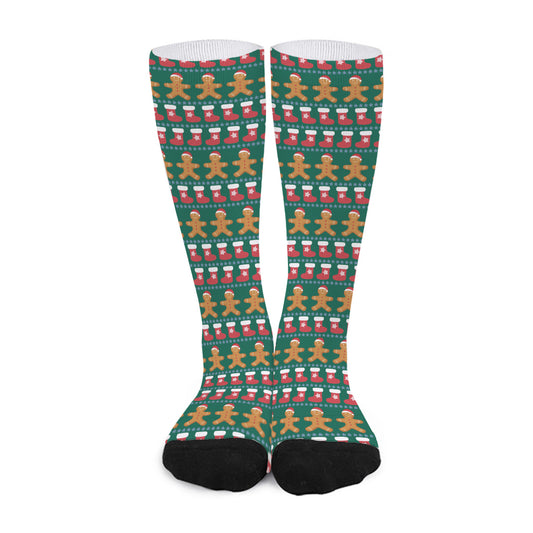 Christmas Gingerbread Man Pattern Print Long Socks