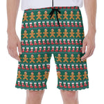 Christmas Gingerbread Man Pattern Print Men's Beach Shorts