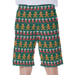 Christmas Gingerbread Man Pattern Print Men's Beach Shorts