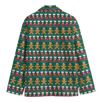 Christmas Gingerbread Man Pattern Print Men's Blazer