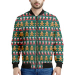 Christmas Gingerbread Man Pattern Print Men's Bomber Jacket