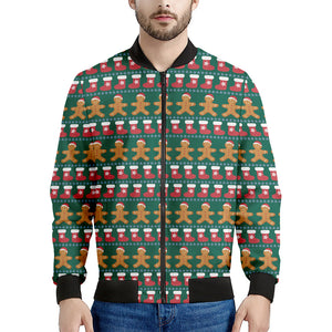 Christmas Gingerbread Man Pattern Print Men's Bomber Jacket