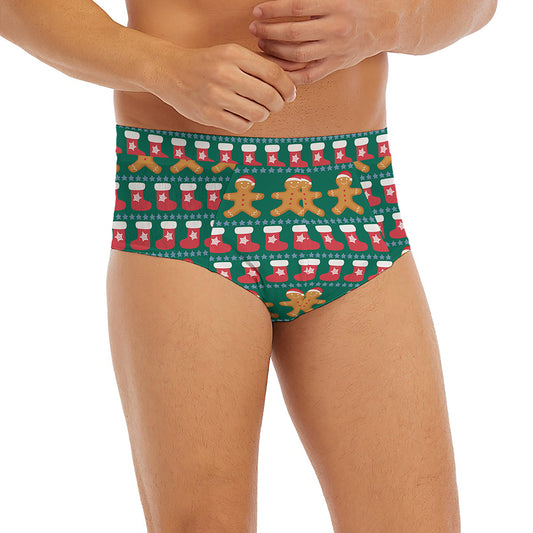 Christmas Gingerbread Man Pattern Print Men's Briefs