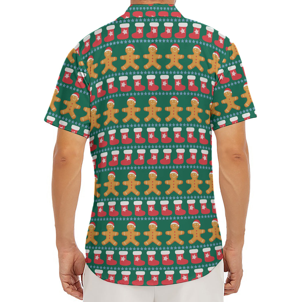 Christmas Gingerbread Man Pattern Print Men's Deep V-Neck Shirt