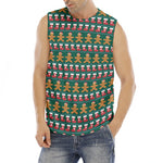 Christmas Gingerbread Man Pattern Print Men's Fitness Tank Top
