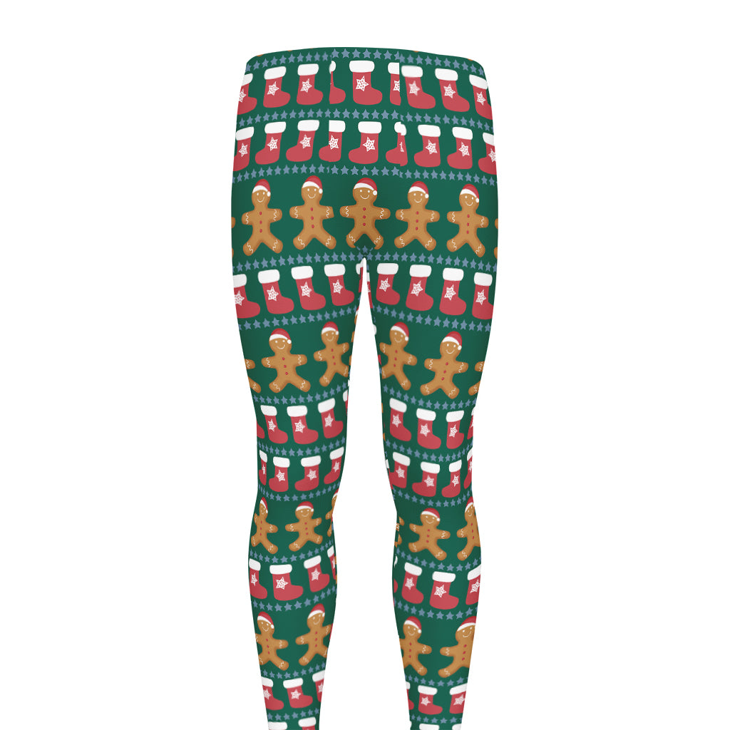 Christmas Gingerbread Man Pattern Print Men's leggings
