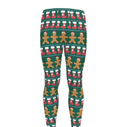 Christmas Gingerbread Man Pattern Print Men's leggings
