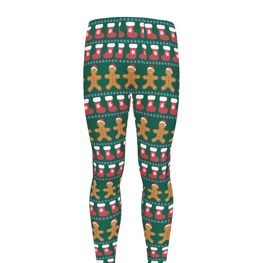 Christmas Gingerbread Man Pattern Print Men's leggings