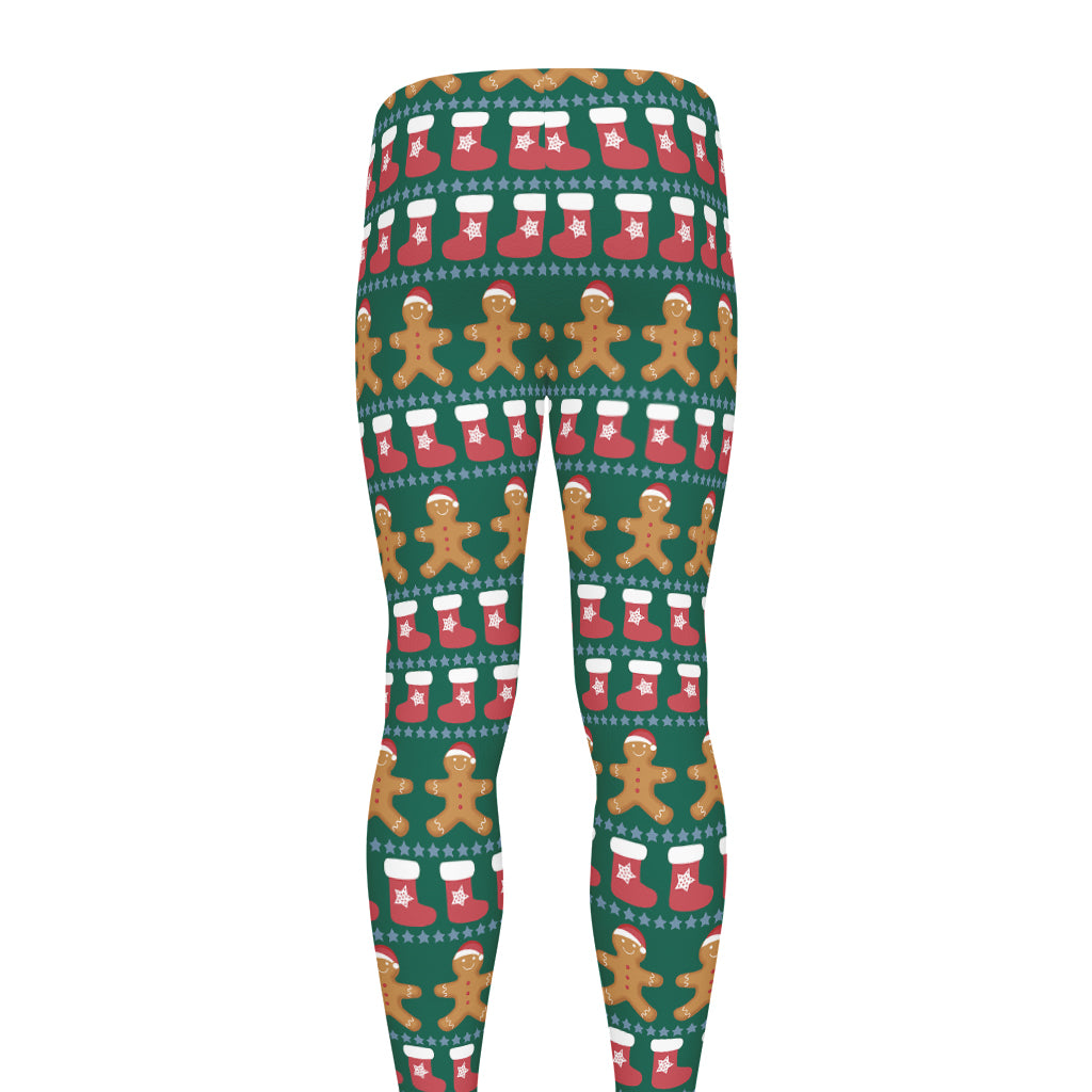 Christmas Gingerbread Man Pattern Print Men's leggings