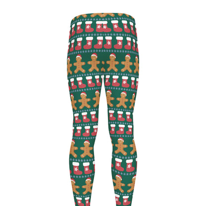 Christmas Gingerbread Man Pattern Print Men's leggings