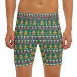 Christmas Gingerbread Man Pattern Print Men's Long Boxer Briefs