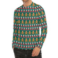 Christmas Gingerbread Man Pattern Print Men's Long Sleeve Rash Guard