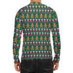 Christmas Gingerbread Man Pattern Print Men's Long Sleeve Rash Guard