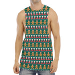 Christmas Gingerbread Man Pattern Print Men's Muscle Tank Top