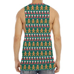 Christmas Gingerbread Man Pattern Print Men's Muscle Tank Top