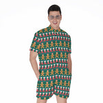 Christmas Gingerbread Man Pattern Print Men's Rompers