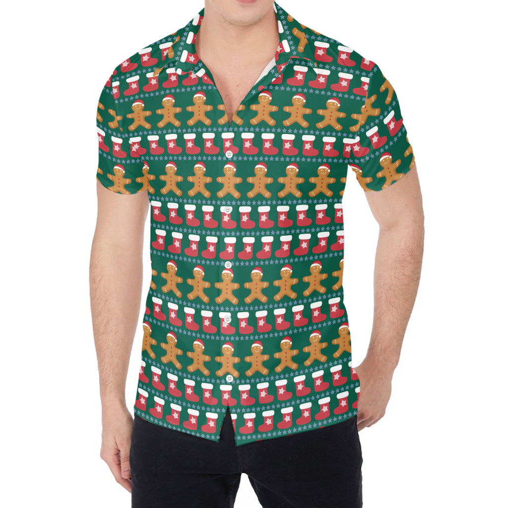 Christmas Gingerbread Man Pattern Print Men's Shirt