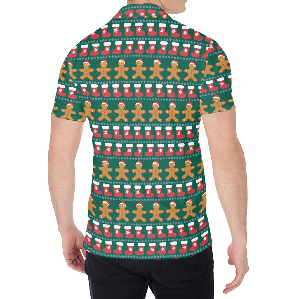 Christmas Gingerbread Man Pattern Print Men's Shirt