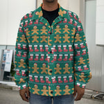 Christmas Gingerbread Man Pattern Print Men's Shirt Jacket