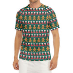 Christmas Gingerbread Man Pattern Print Men's Short Sleeve Rash Guard