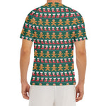 Christmas Gingerbread Man Pattern Print Men's Short Sleeve Rash Guard