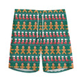 Christmas Gingerbread Man Pattern Print Men's Athletic Shorts