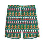 Christmas Gingerbread Man Pattern Print Men's Sports Shorts