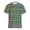 Christmas Gingerbread Man Pattern Print Men's Athletic T-Shirt