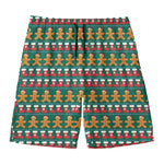 Christmas Gingerbread Man Pattern Print Men's Swim Trunks