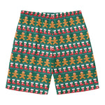Christmas Gingerbread Man Pattern Print Men's Swim Trunks