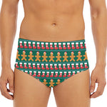 Christmas Gingerbread Man Pattern Print Men's Triangle Swim Briefs