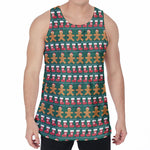 Christmas Gingerbread Man Pattern Print Men's Velvet Tank Top