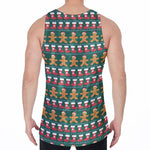 Christmas Gingerbread Man Pattern Print Men's Velvet Tank Top