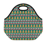 Christmas Gingerbread Man Pattern Print Neoprene Lunch Bag