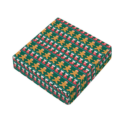 Christmas Gingerbread Man Pattern Print Outdoor Seat Cushion Cover
