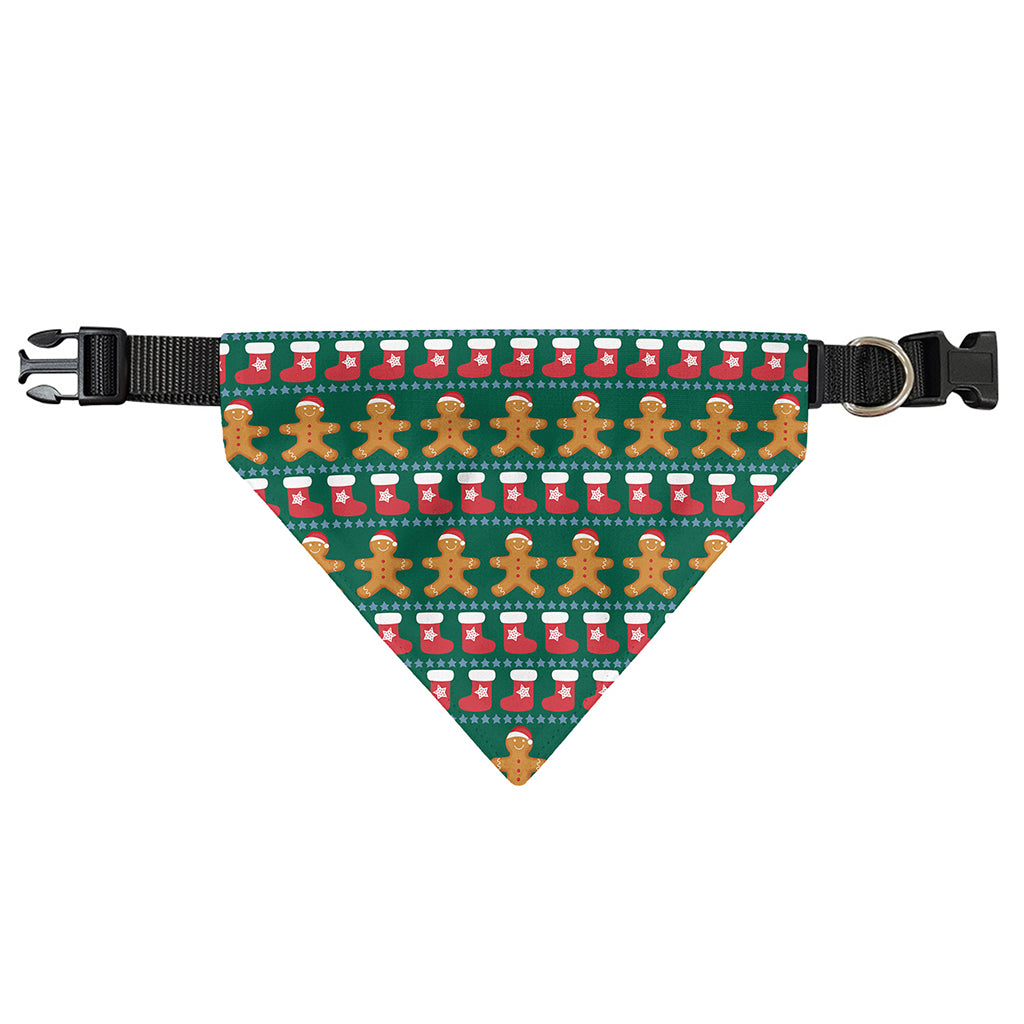 Christmas Gingerbread Man Pattern Print Over The Collar Dog Bandana