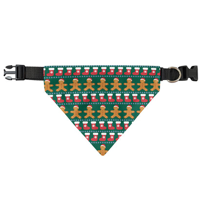 Christmas Gingerbread Man Pattern Print Over The Collar Dog Bandana