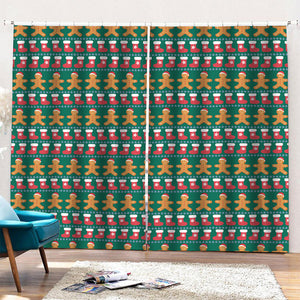 Christmas Gingerbread Man Pattern Print Pencil Pleat Curtains