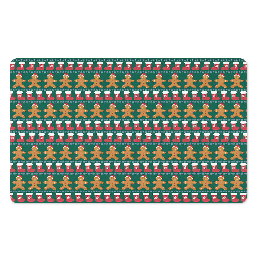 Christmas Gingerbread Man Pattern Print Polyester Doormat