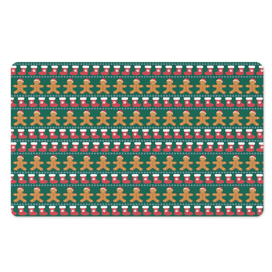 Christmas Gingerbread Man Pattern Print Polyester Doormat